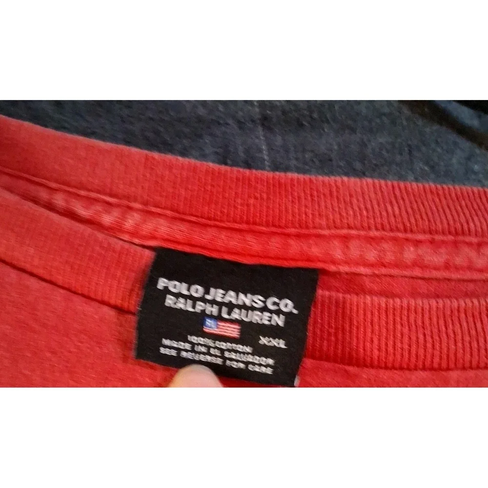 Mens XXL Vintage Polo Jeans Company Long Sleeve T-shirt. Red. Ralph Lauren.